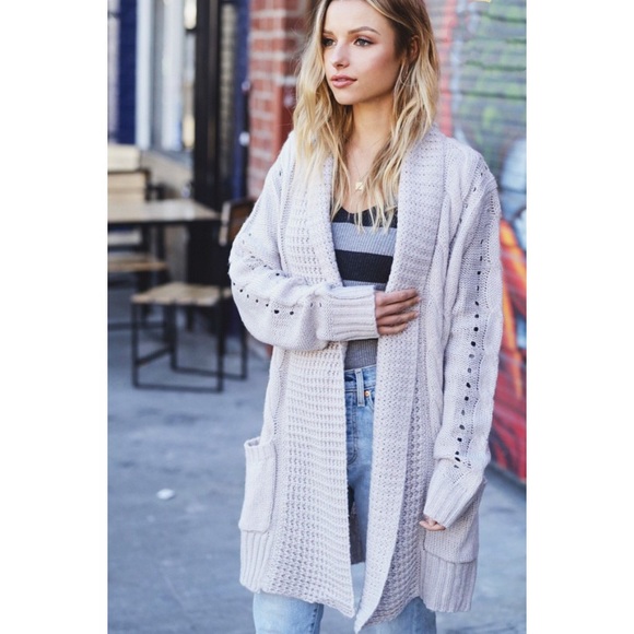 Oversized Gray Knit Cardigan - Picture 3 of 5